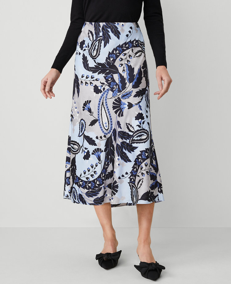 Petite Paisley Bias Midi Slip Skirt