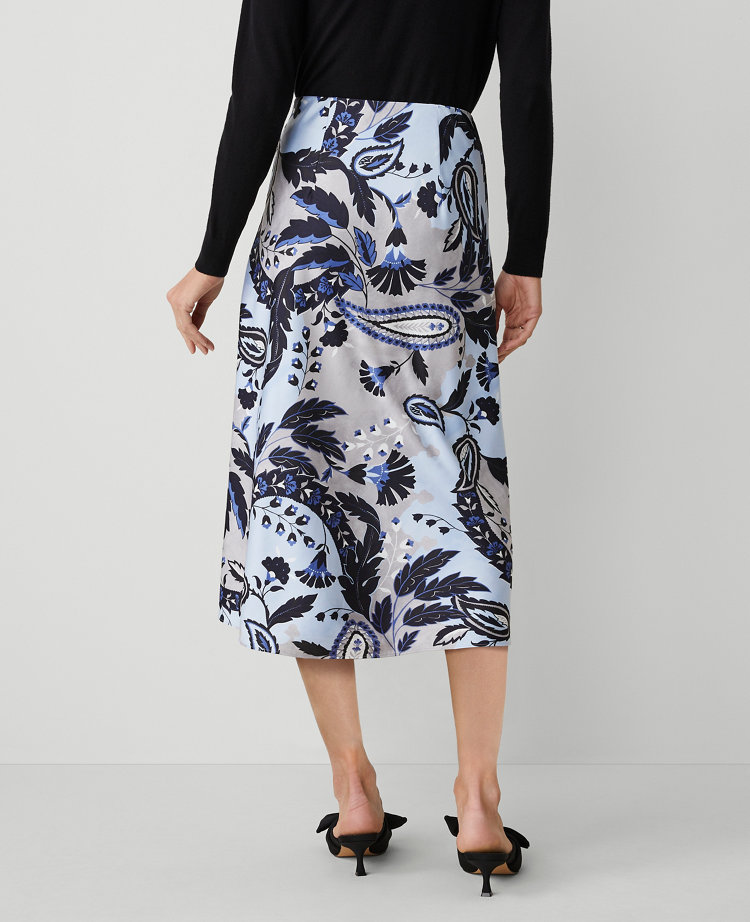 Petite Paisley Bias Midi Slip Skirt