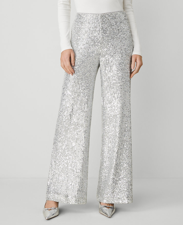 Petite The Wide-Leg Pant in Sequin carousel Product Image 2