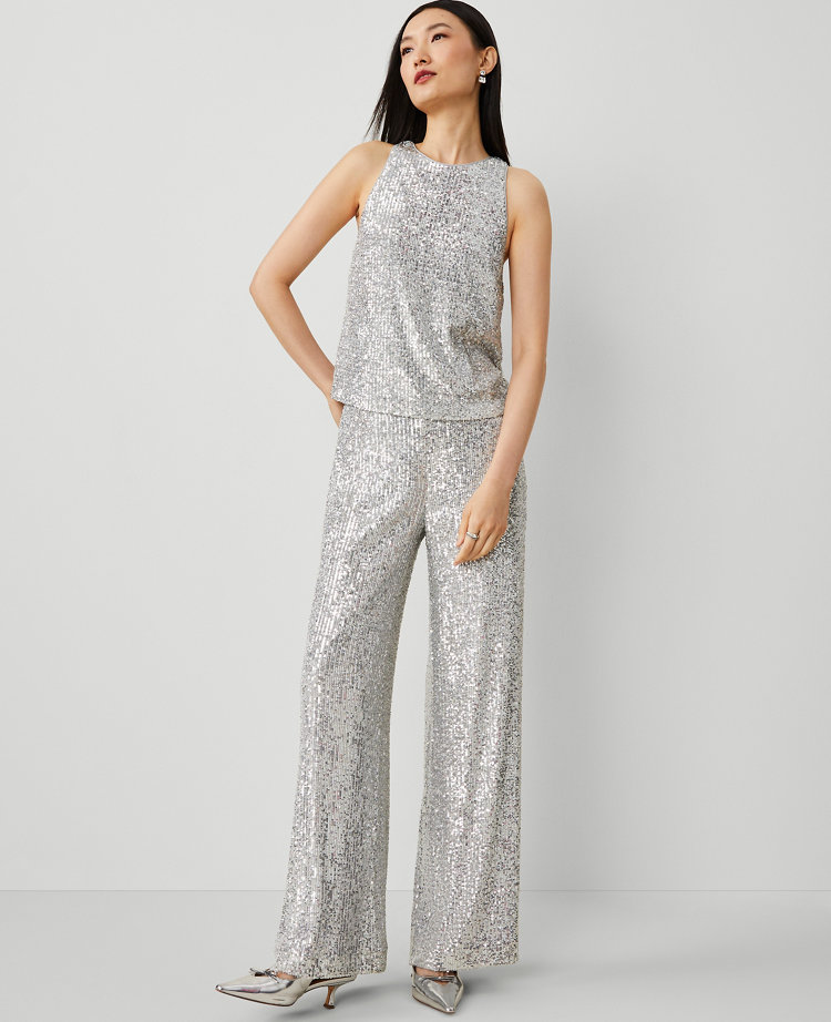 Petite The Wide-Leg Pant in Sequin carousel Product Image 5