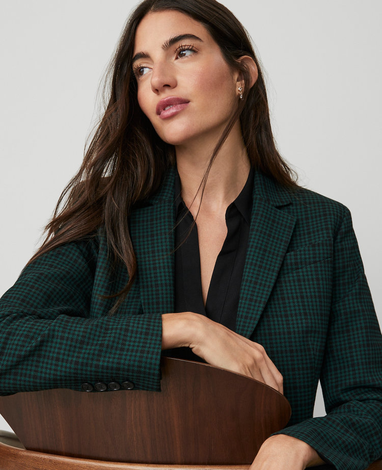 The Petite One-Button Blazer in Plaid