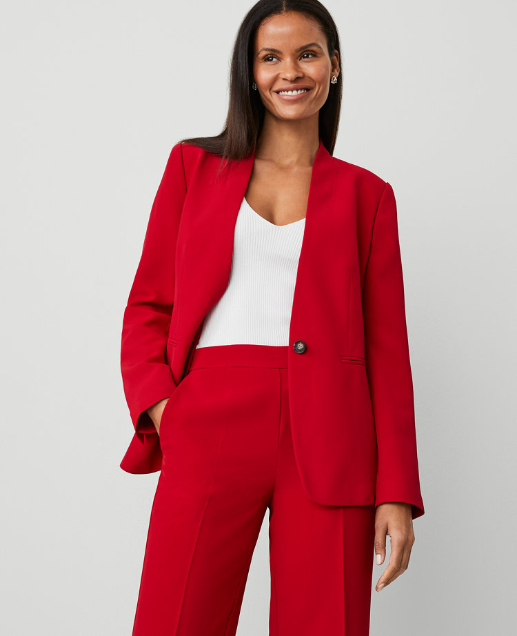 The Petite Cutaway Blazer in Fluid Crepe