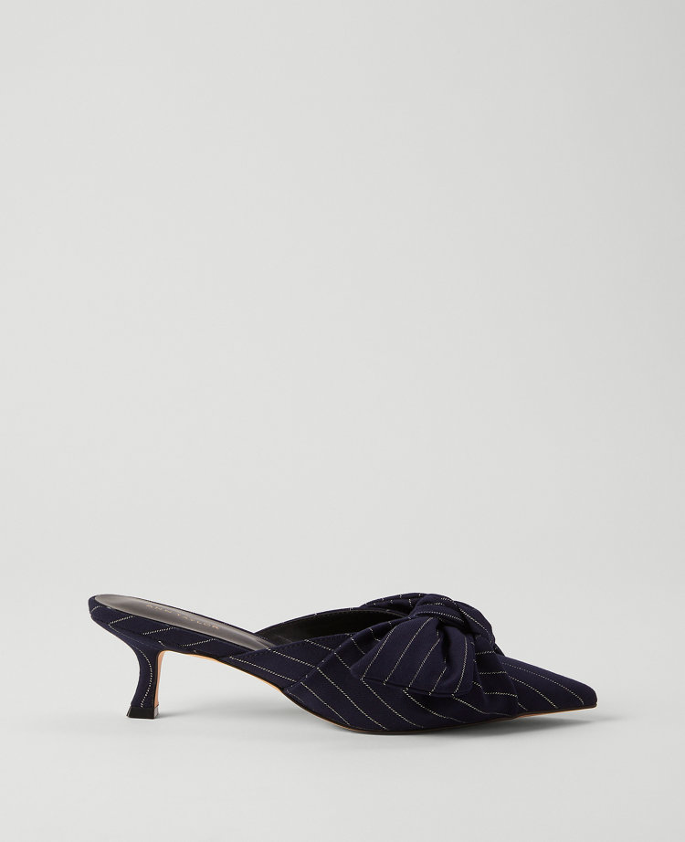 Pinstripe Bow Mule Pump