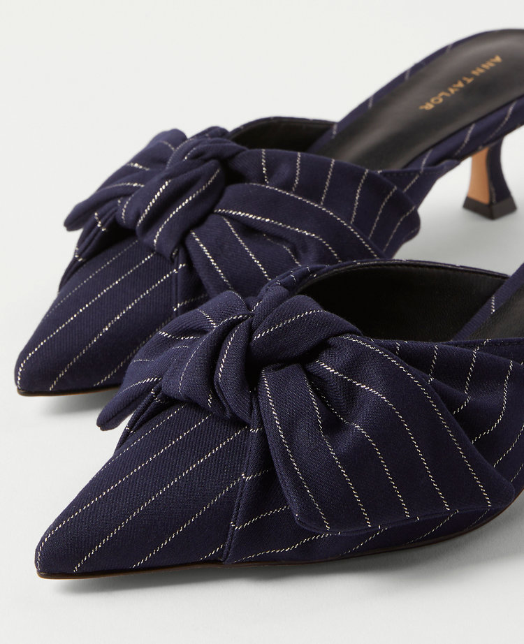 Pinstripe Bow Mule Pump