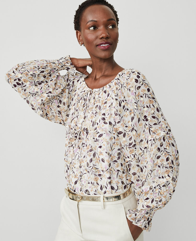 Floral Clip Split Neck Popover