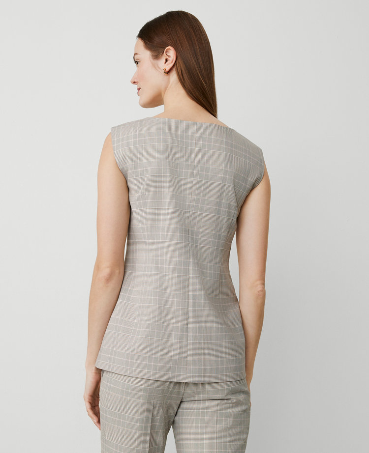 Plaid Square Neck Vest