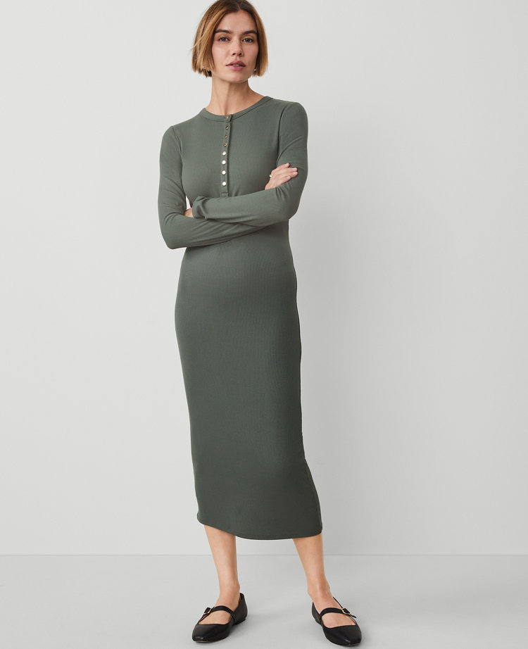 Petite Henley Knit Column Dress