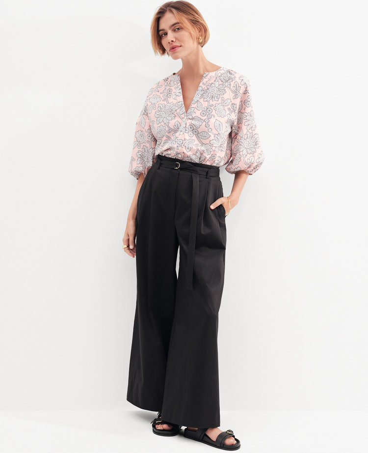 Weekend Collection Belted Wide-Leg Ankle Pant