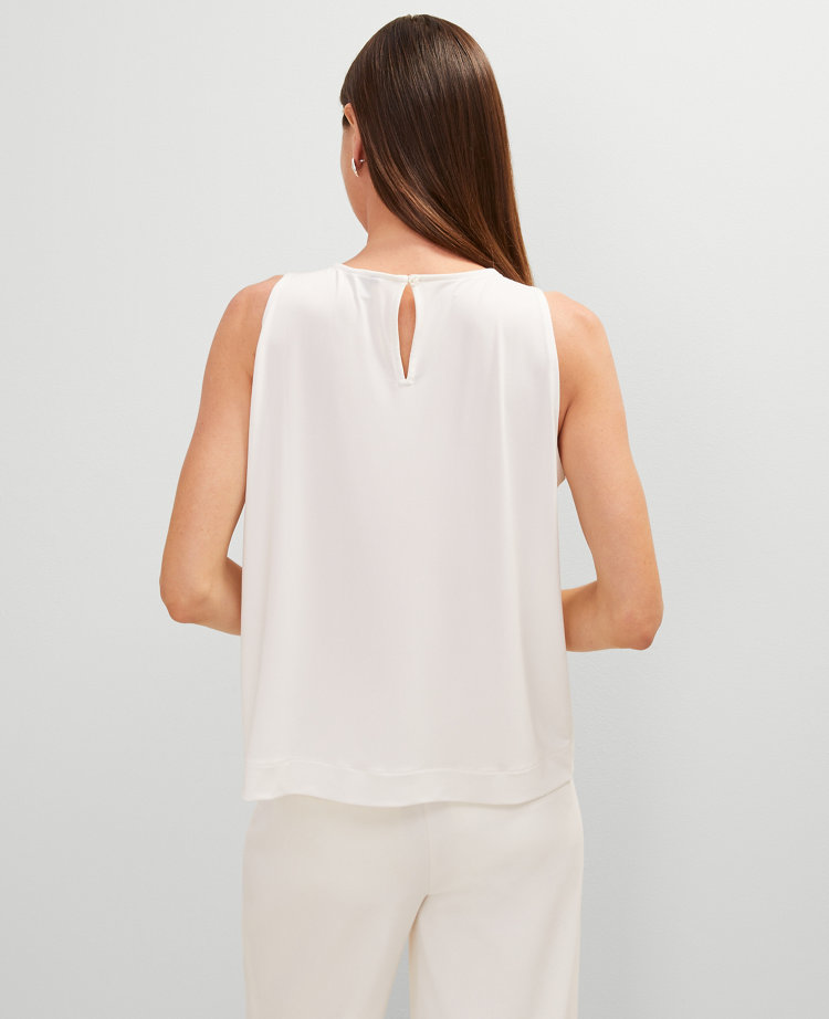 Mixed Media Gathered Sleeveless Top