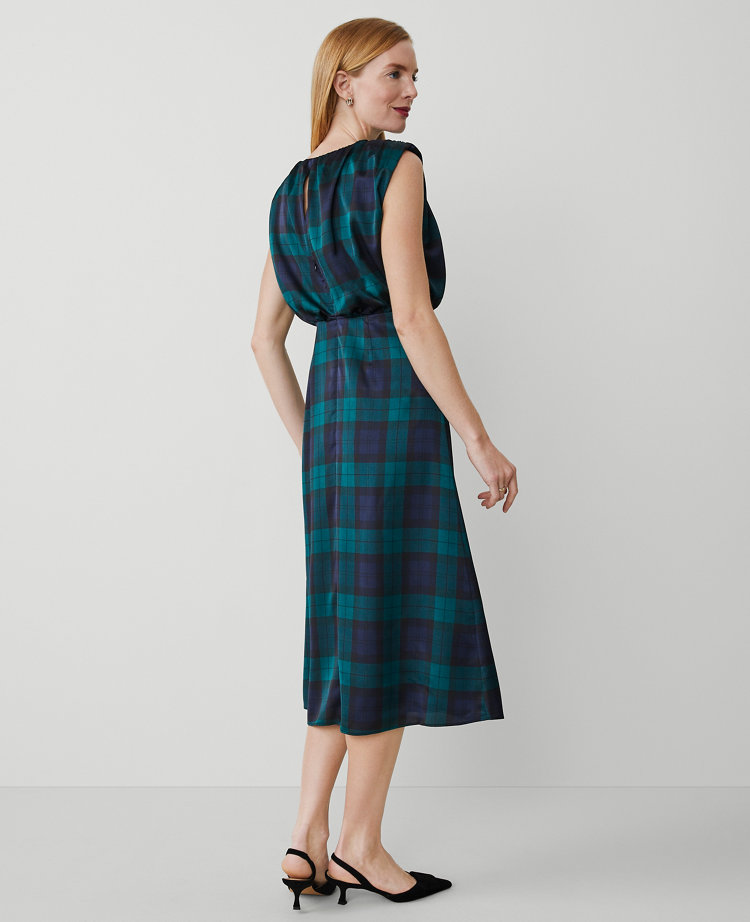 Petite Tartan Cap Sleeve Midi Dress