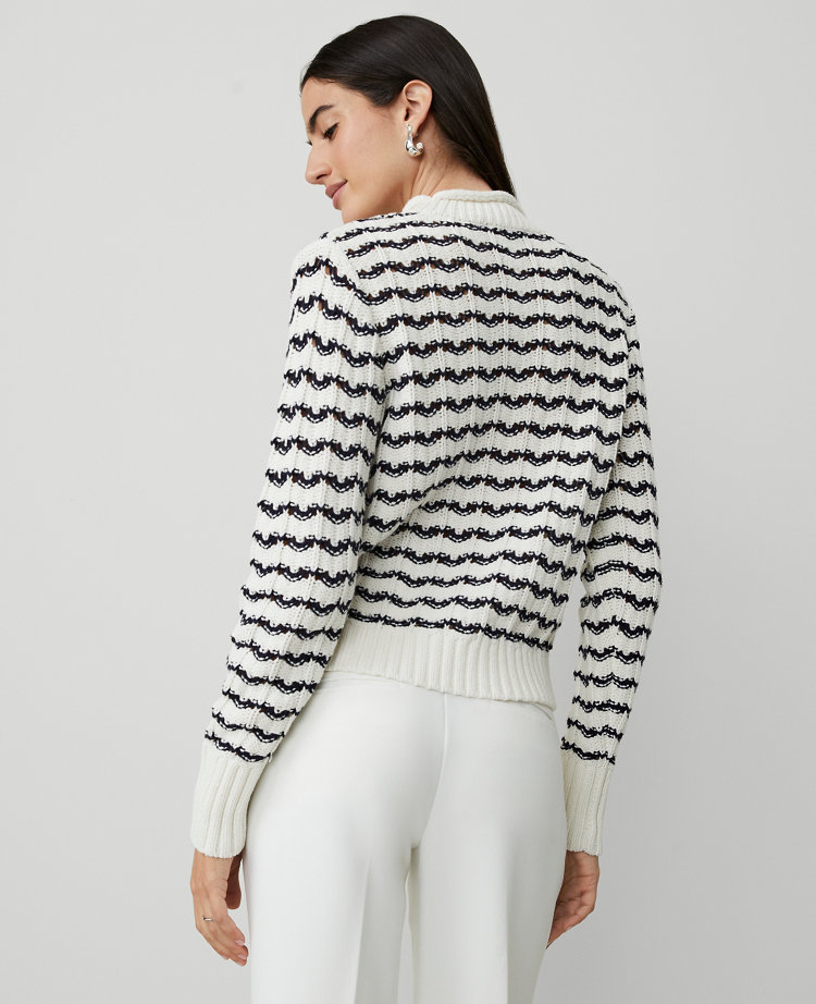 Petite Striped Roll Neck Sweater