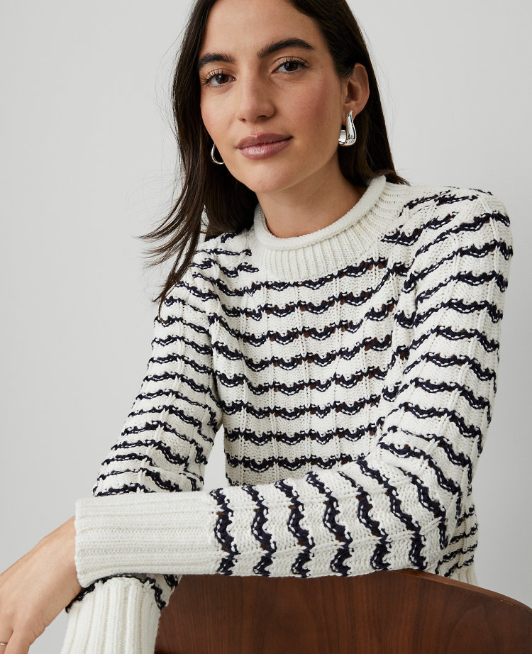 Petite Striped Roll Neck Sweater