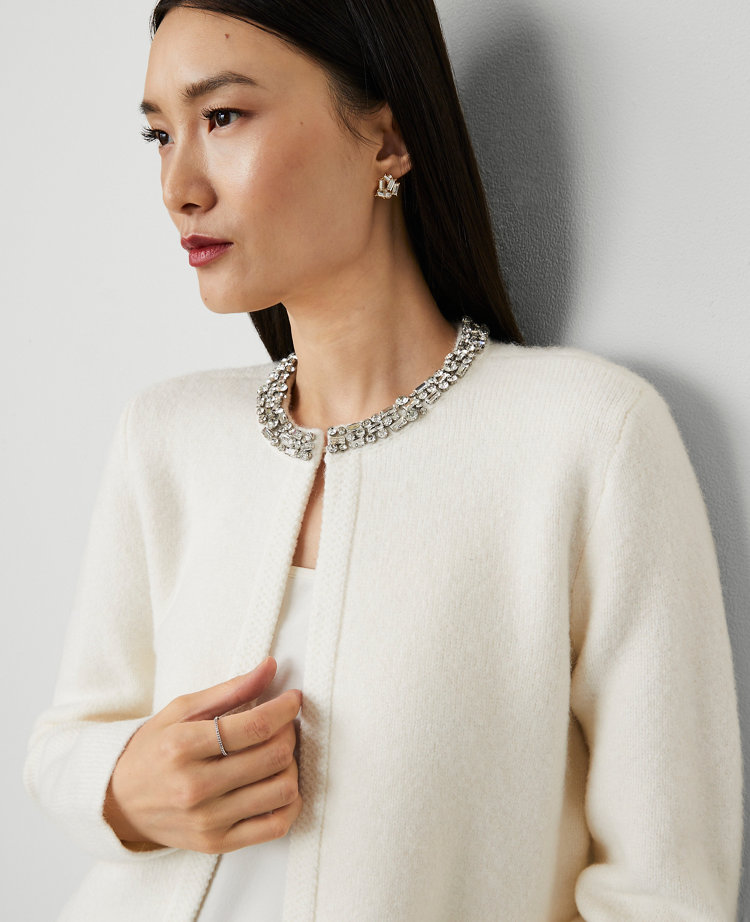 Petite Embellished Collar Cardigan