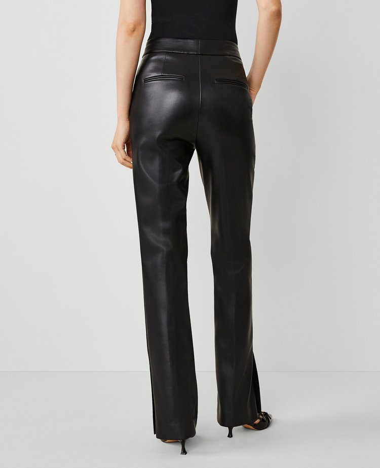 The Petite Skinny Flare Pant with Vent Hem in Faux Leather