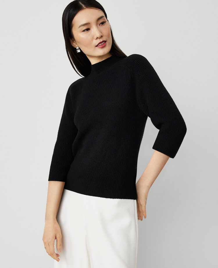 Petite Ribbed Mock Neck Sweater