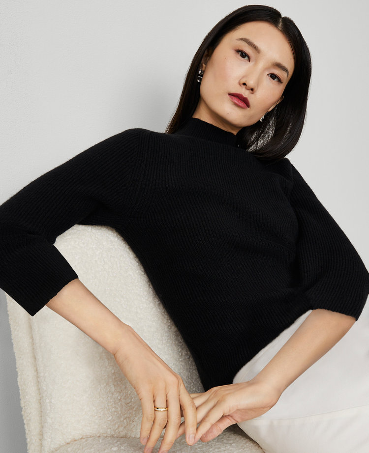 Petite Ribbed Mock Neck Sweater