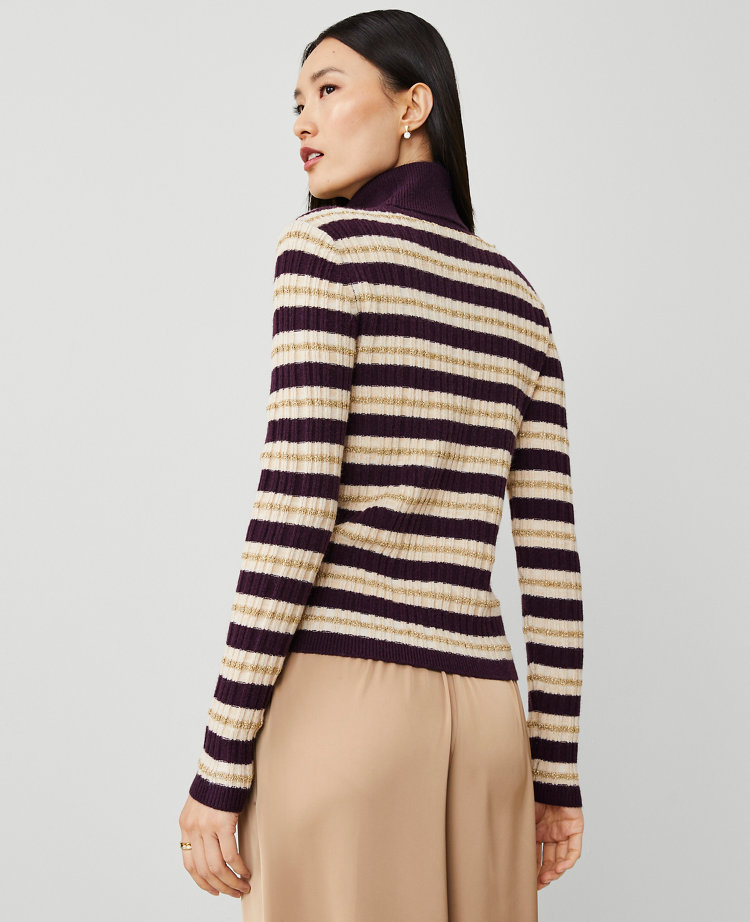 Textured Stripe Turtleneck Sweater