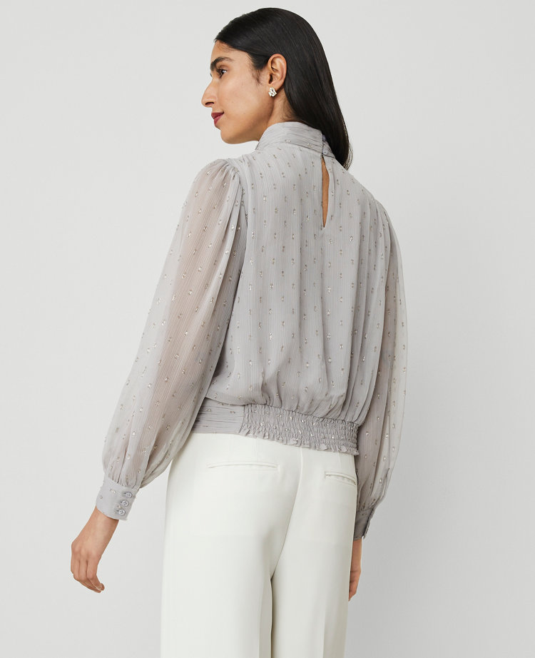 Petite Lurex Mock Neck Popover