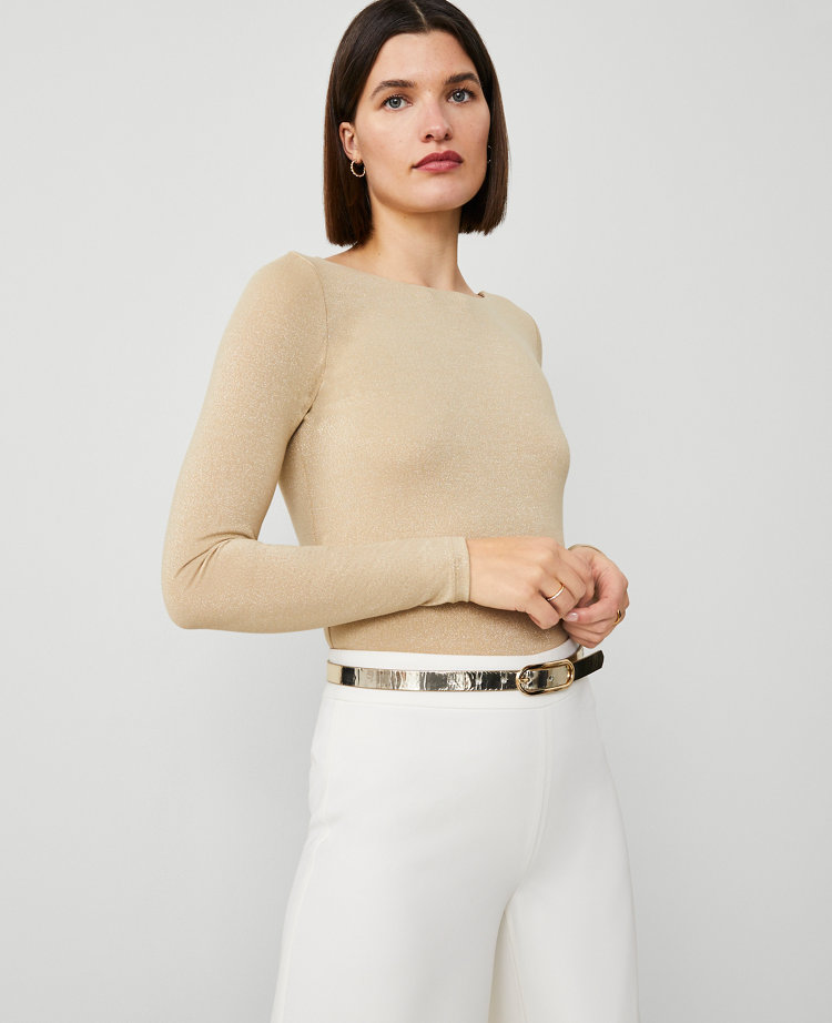 Petite Shimmer Boatneck Low Back Top