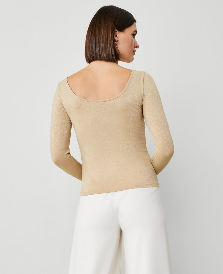 Petite Shimmer Boatneck Low Back Top