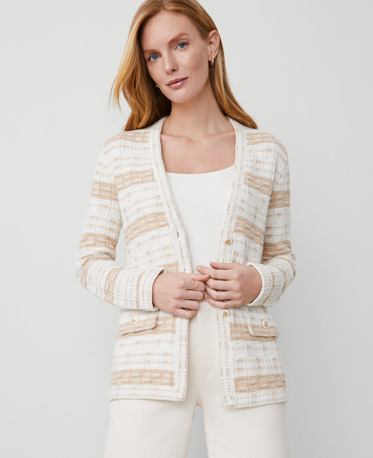 Striped Tweed Sweater Jacket