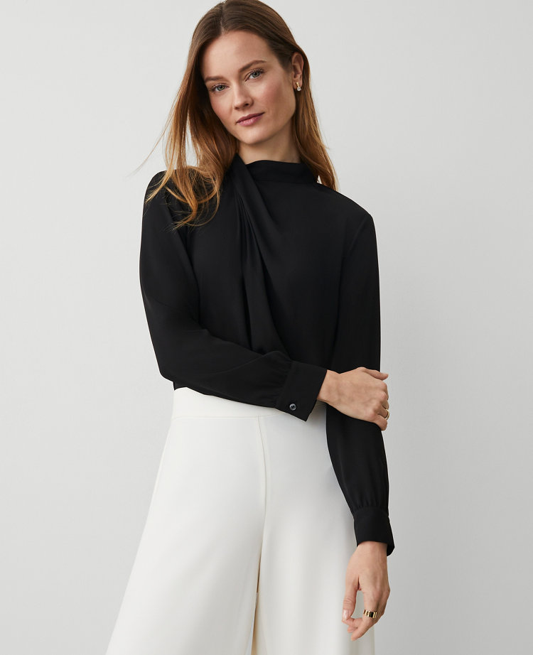 Draped Mock Neck Top