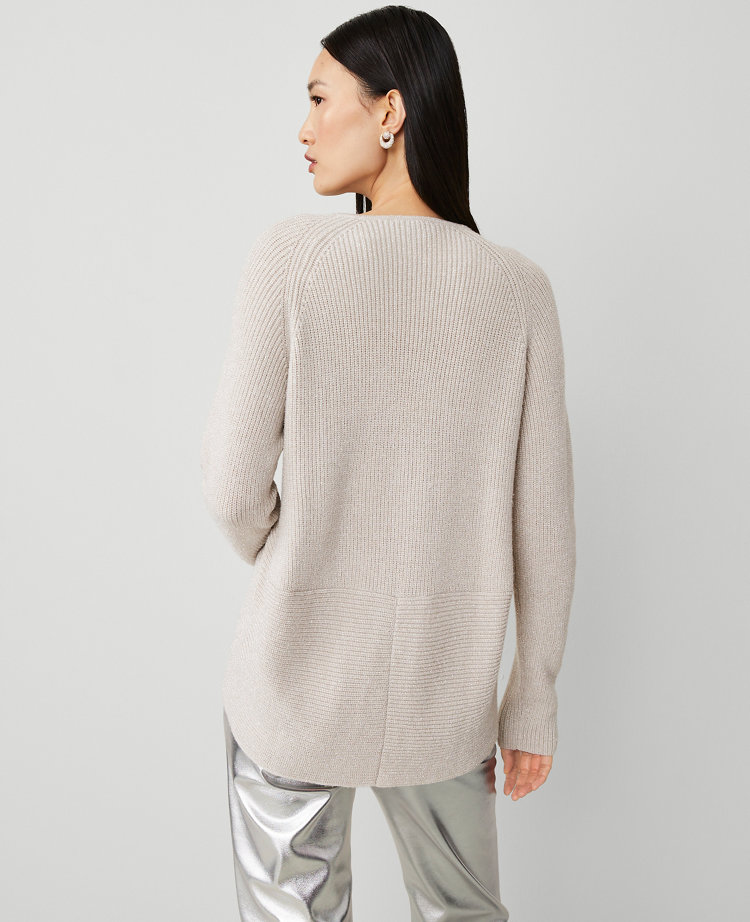 Shimmer Ribbed Wrap Sweater