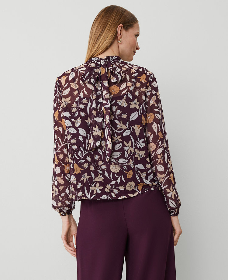 Floral Popover Bow Blouse