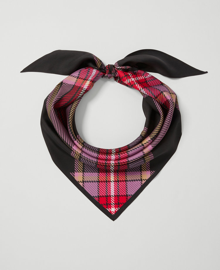 Plaid Triangle Silk Scarf