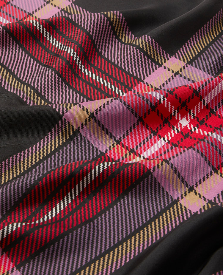 Plaid Triangle Silk Scarf