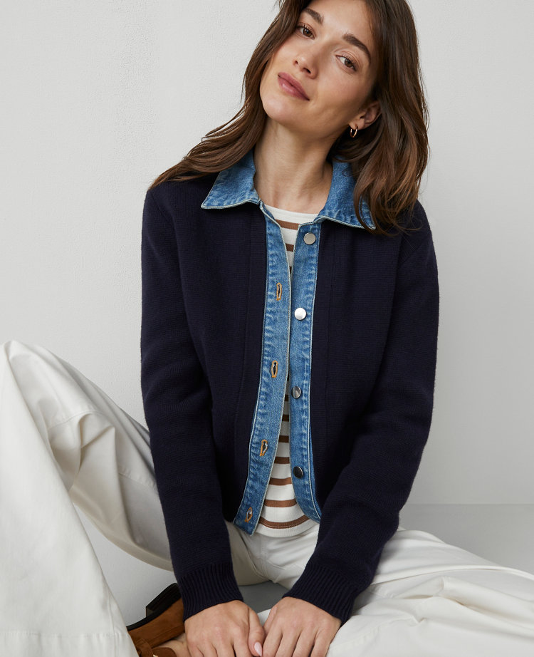 Weekend Collection Denim Sweater Jacket carousel Product Image 3