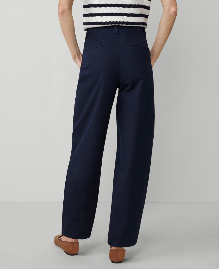 Shop Ann Taylor Weekend Collection Seamed Barrel Ankle Pant In Night Sky