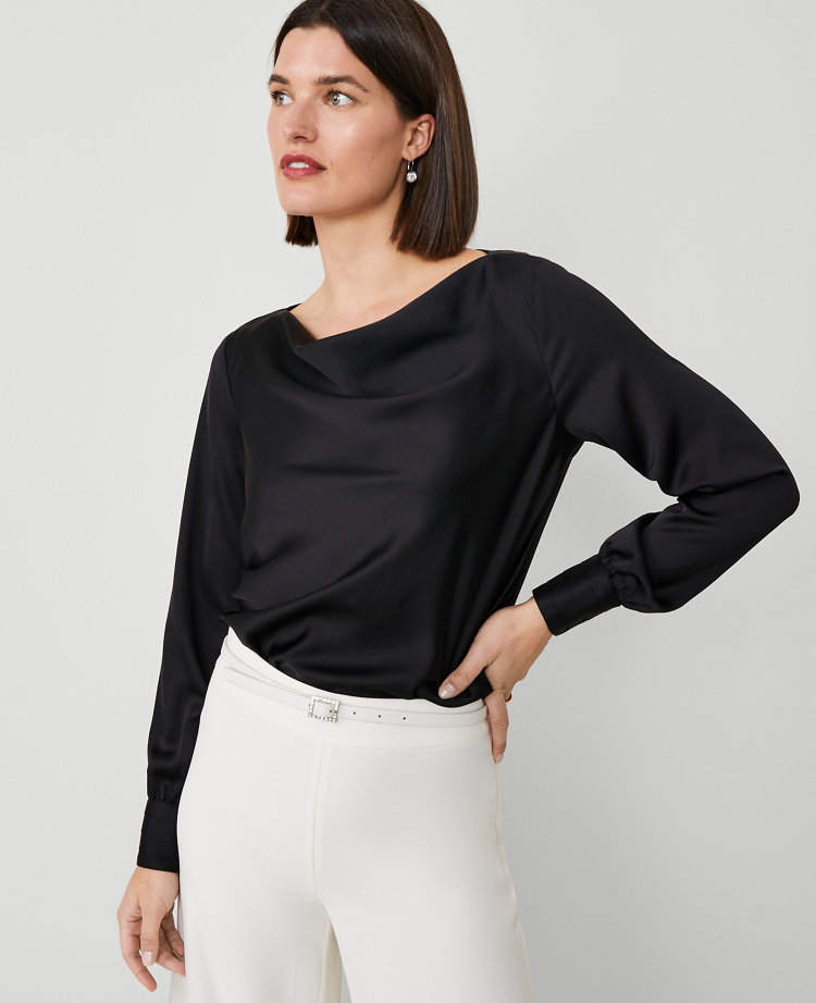 Petite Satin Cowl Neck Blouse carousel Product Image 1