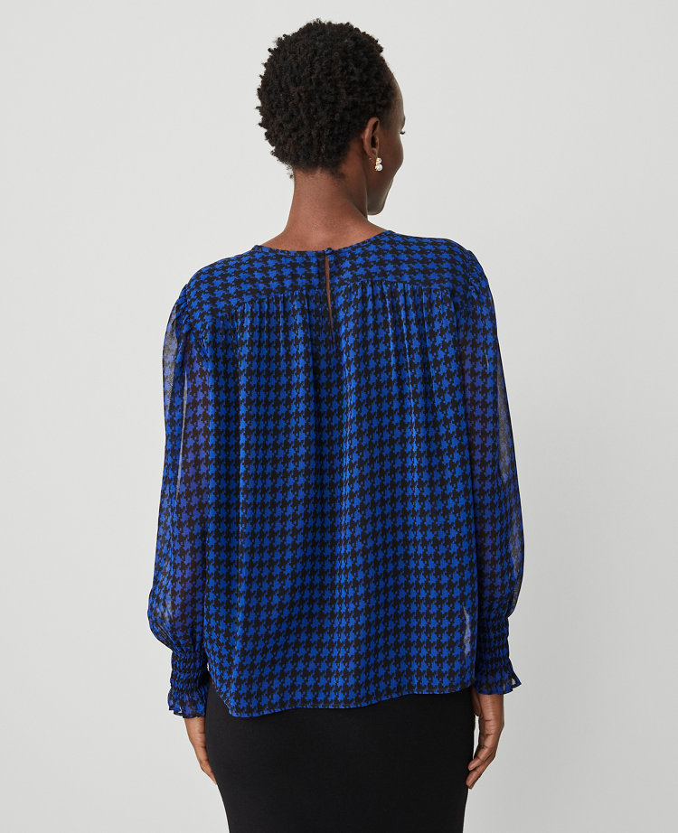 Houndstooth Tweed Shirred Top