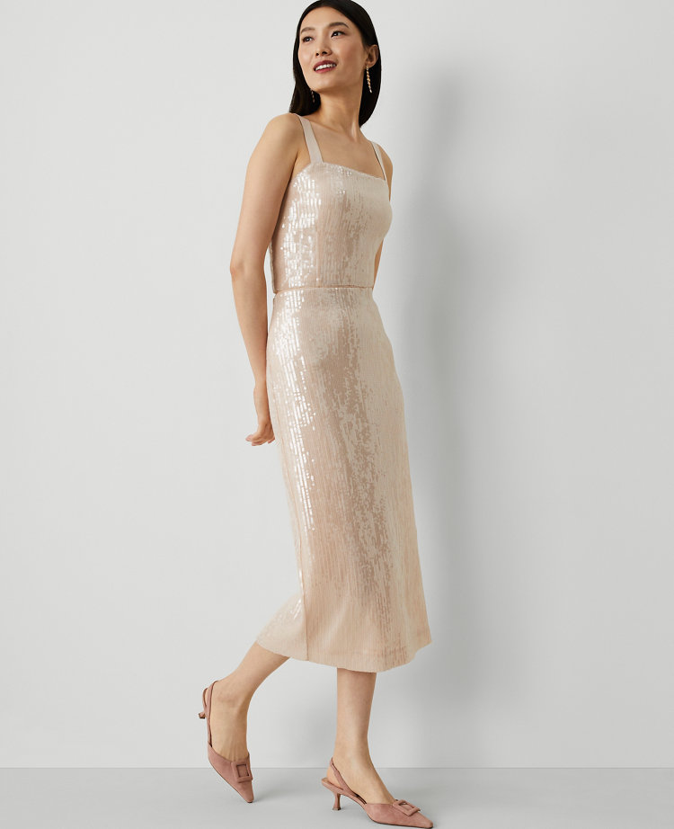 Sequin Column Midi Skirt