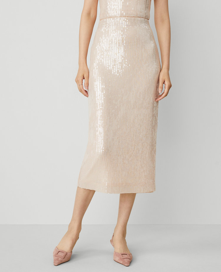 Sequin Column Midi Skirt