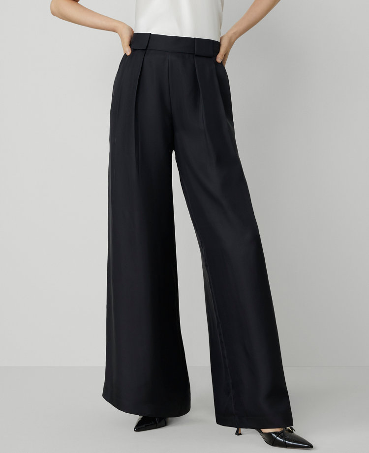 Studio Collection Pleated Easy Palazzo Pant in Silk