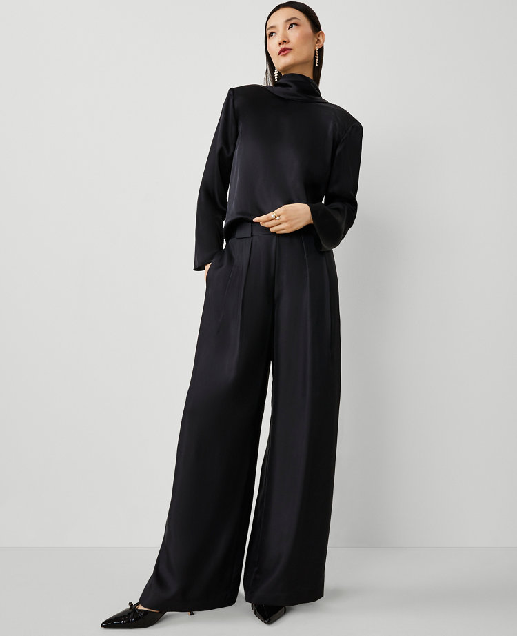 Studio Collection Pleated Easy Palazzo Pant in Silk