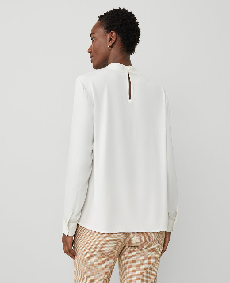 Mock Neck Drape-Front Top