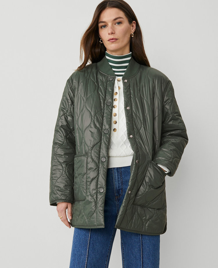 Petite Varsity Collar Quilted Jacket