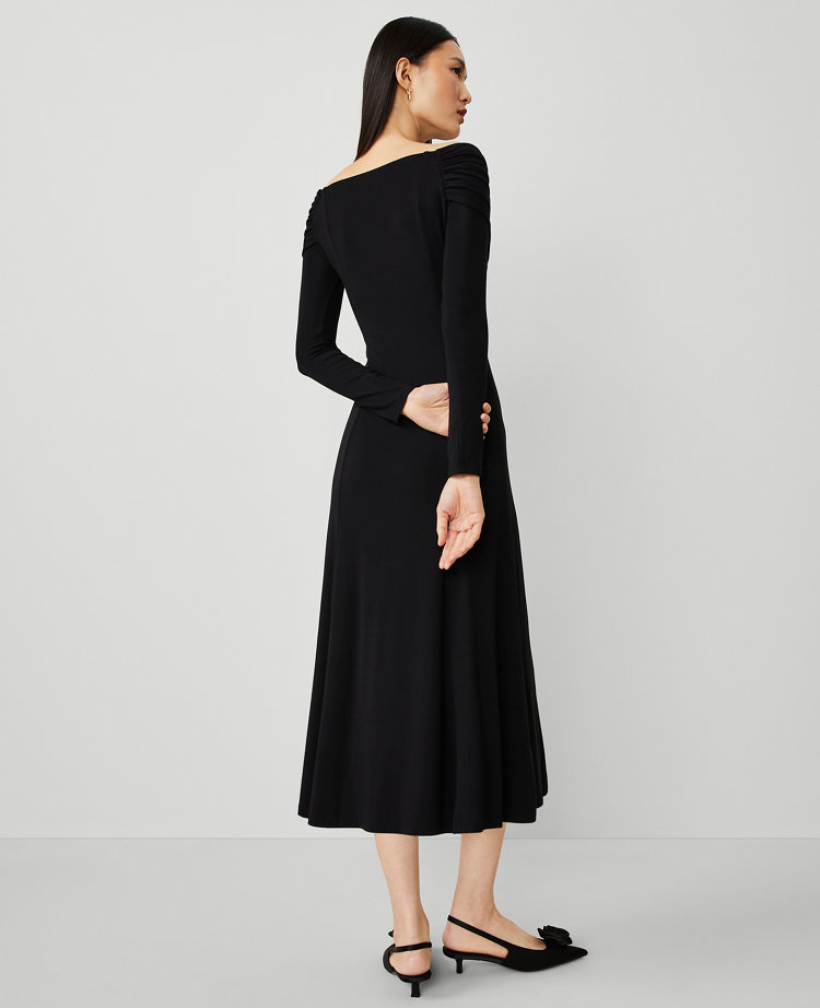 Petite Twist Off The Shoulder Knit Midi Dress