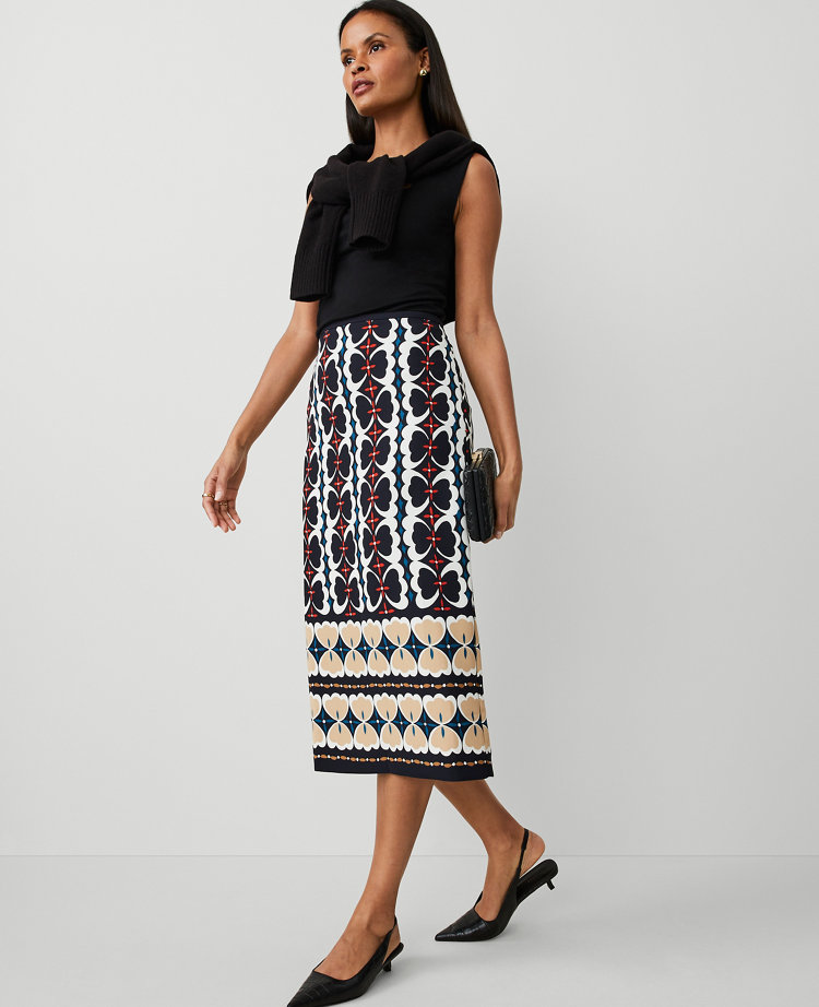 Petite Border Midi Pencil Skirt