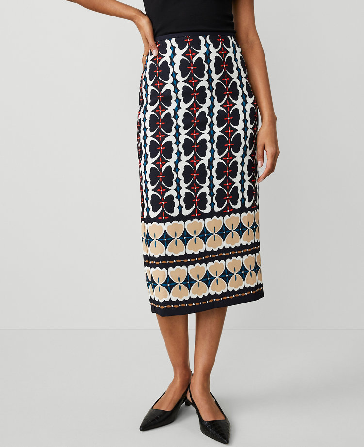 Petite Border Midi Pencil Skirt