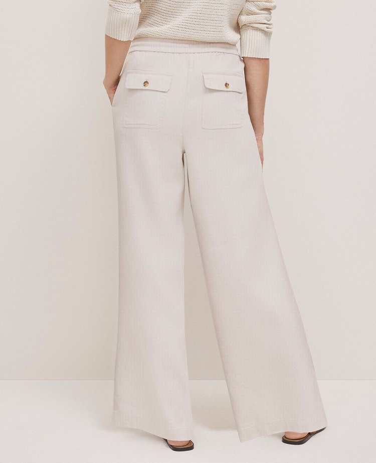 Weekend Collection Pull-On Wide-Leg Pant in Linen Twill