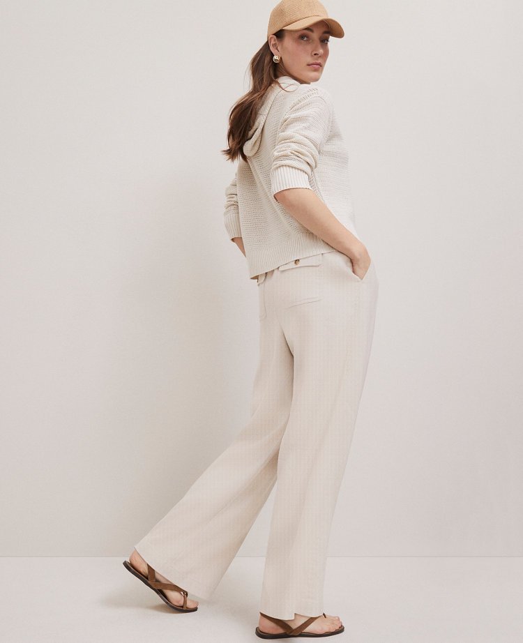 Weekend Collection Pull-On Wide-Leg Pant in Linen Twill