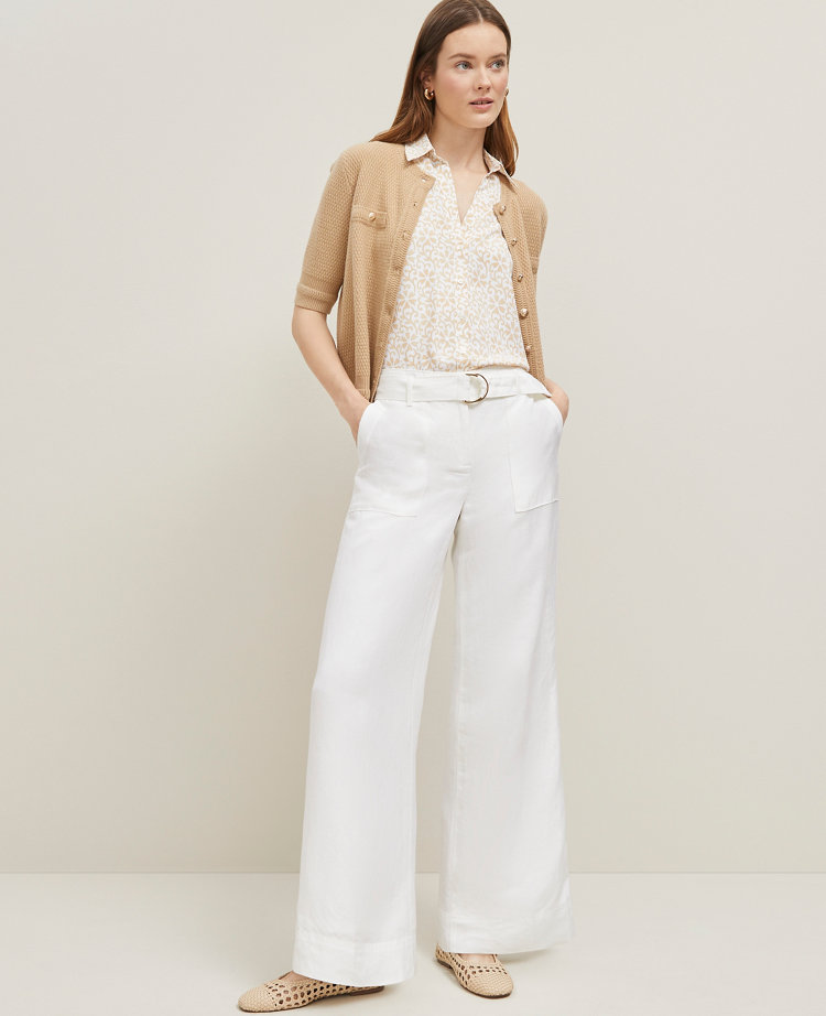 The Belted Wide-Leg Pant in Linen Blend