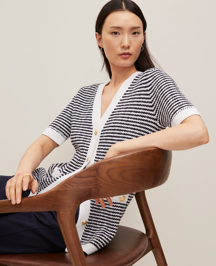 Striped Long Sweater Jacket