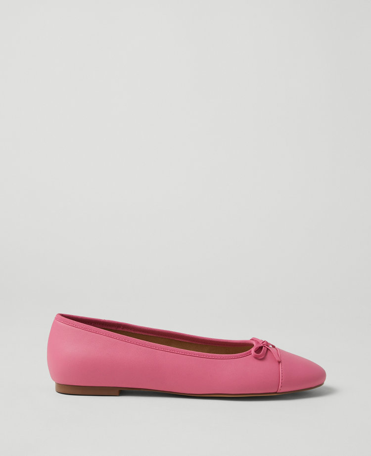 Cap Toe Leather Ballet Flats