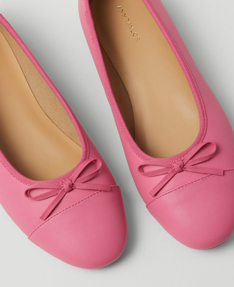 Cap Toe Leather Ballet Flats