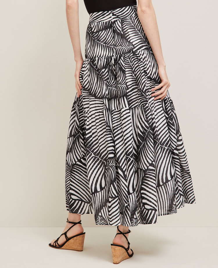 Tiered Full Skirt in Palm Print